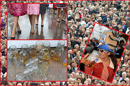 Zwischenbilanz nach der ersten Wiesn-Woche: 3,6 Millionen Besucher trinken 3,6 Millionen Maß - und das trotz Landwirtschaftsfest und teils schlechtem Wetter.
