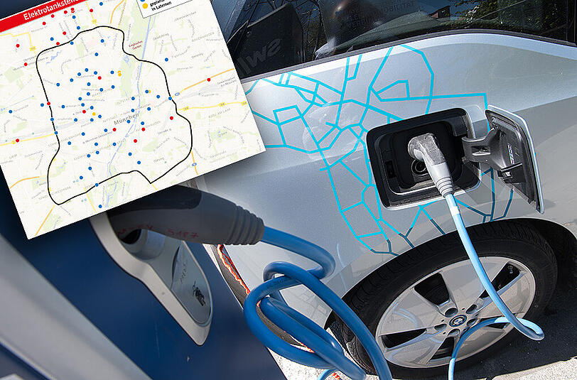 Eine Ladestation für Elektroautos an der Münchner Freiheit.