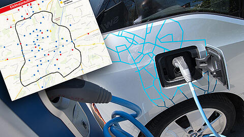 Eine Ladestation für Elektroautos an der Münchner Freiheit.