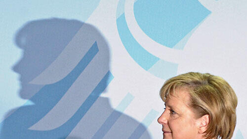 Licht und Schatten: Bundeskanzlerin Angela Merkel