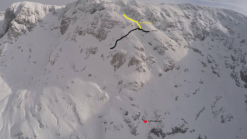 Der Bergsportler wurde von der Lawine gute 200 Meter mitgerissen.
