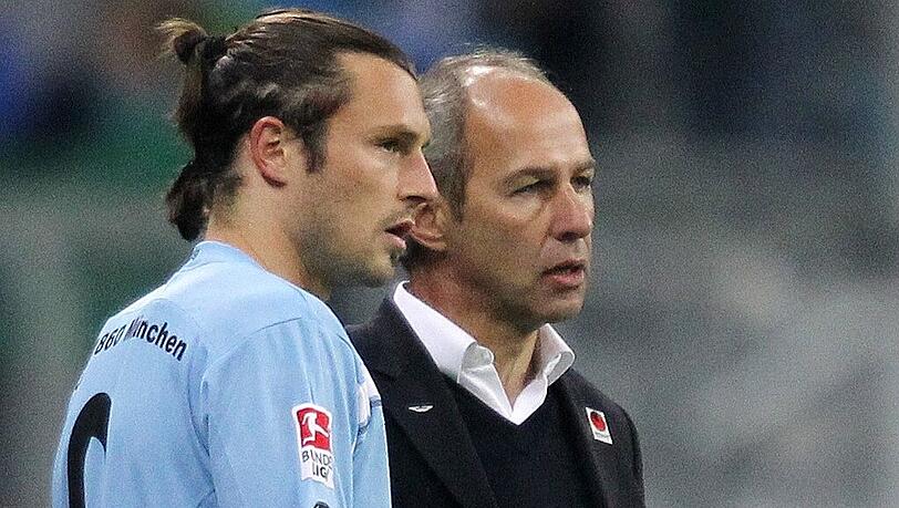 Löwen-Stürmer Rakic und Trainer Maurer Löwen-Stürmer Rakic und Trainer Maurer