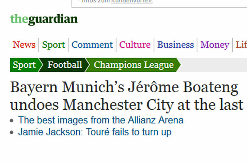 Boateng lässt den Knoten gegen Manchester City am Schluss doch noch platzen, schreibt der Guardian.