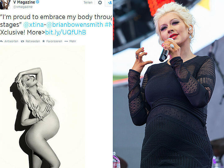 Über Twitter teilte das "V Magazine" ein Bild der nackten Christina Aguilera