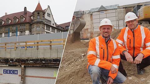 Abbruch-Projektleiter Ulrich Axmann und Bau-Projektleiter Martin Wieser in der Baugrube am Münchner Hauptbahnhof.