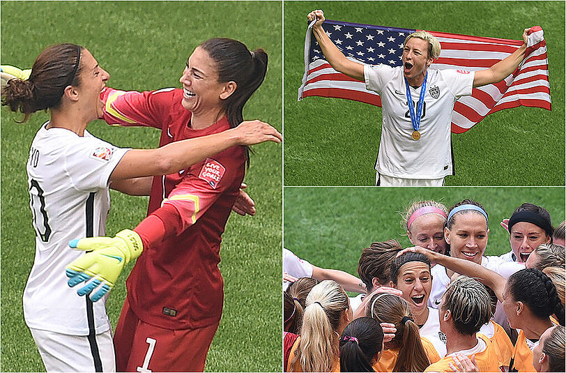 Die Fußballfrauen der USA schwelgen nach ihrem Sieg über Japan bei der WM in Kanada im Glück
