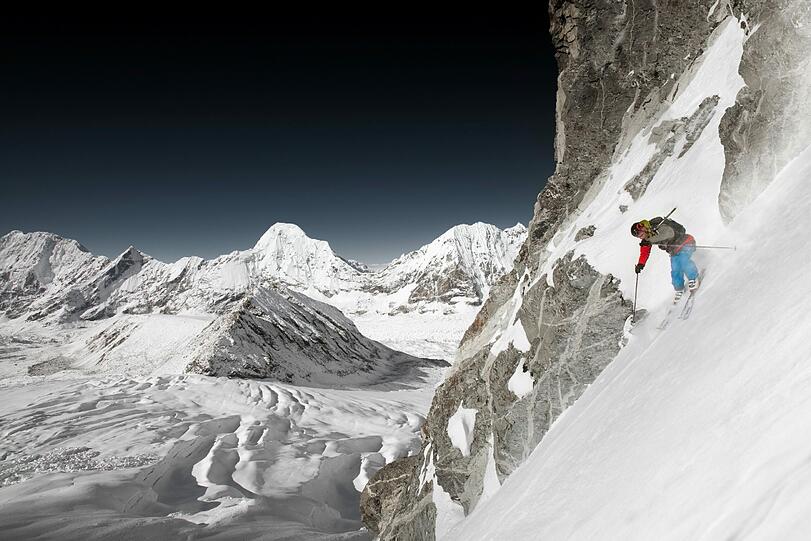 Steilwandfahrer Sebastien de Sainte Marie in seinem extremen Metier.