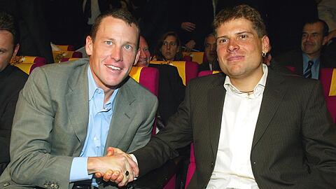Lance Armstrong und Jan Ullrich bei einem Termin zur Tour de France 2004