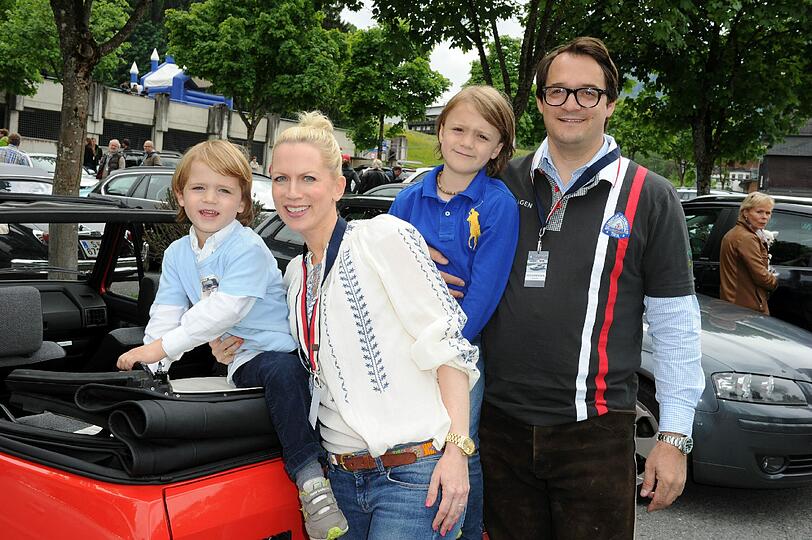 Maria Höfl-Riesch, Felix Baumgartner und Johann bei der Alpenrallye in Kitzbühel 2014. Die Bilder.