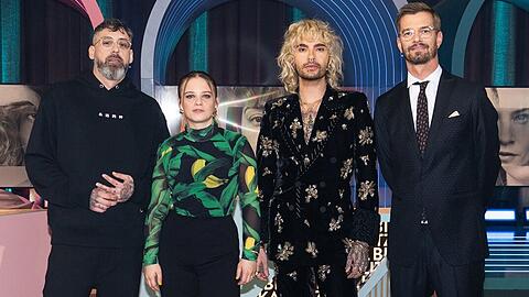 In der kommenden Ausgabe "Wer stiehlt mir die Show?" treten Sido (l.), Jasna Fritzi Bauer (li. Mitte), Bill Kaulitz (r. Mitte) und Joko Winterscheidt (r.) gegeneinander an.