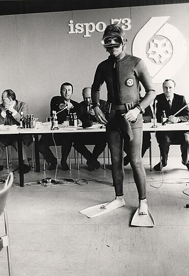 Taucher bei der Ispo 1973.