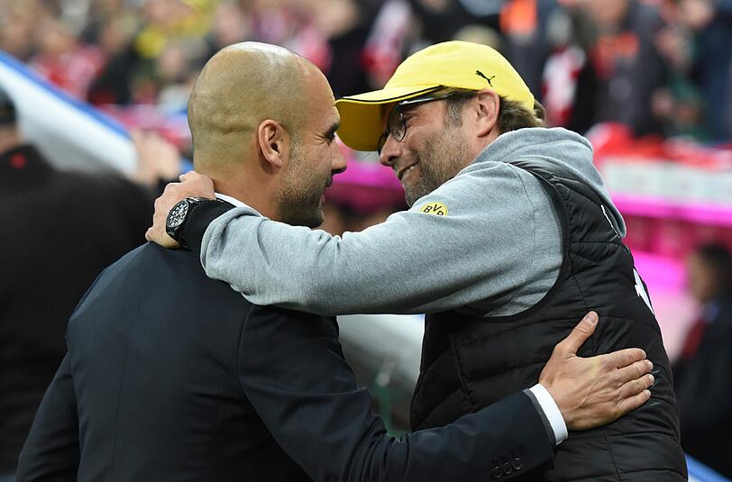 Pep Guardiola und Jürgen Klopp vor dem Duell ihrer Teams.