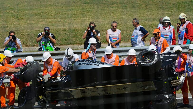 Force-India-Pilot Sergio Perez hat den Horror-Crash im ersten freien Training zum Großen Preis von Ungarn glimpflich überstanden.