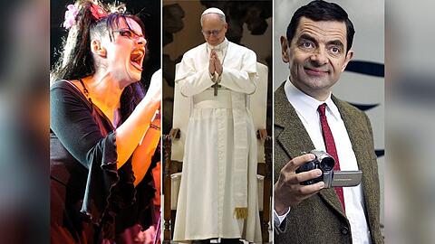 Nina Hagen und "Mr. Bean" (r.) sind im selben Jahr geboren wie der neue Papst Leo XIV.