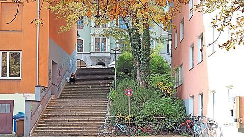 Die Treppe an der Oberländerstraße überwindet sechs Höhenmeter.