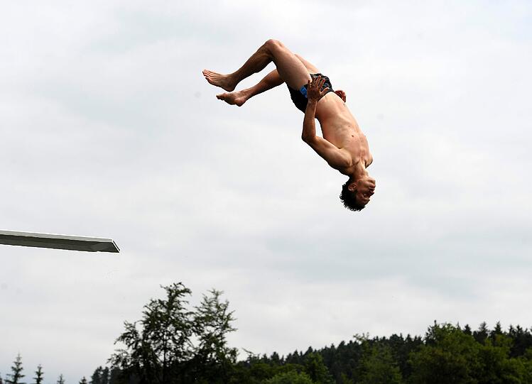 Die Löwen beim Turmspringen im Trainingslager. Sehen Sie hier die spektakulären Bilder.