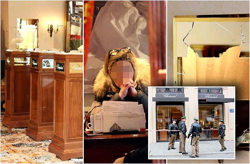 Eine Frau im Laden sitzt fassungslos am Schreibtisch, die Spurensicherung ist an der Arbeit: Das Chopard-Geschäft in der Maximilianstraße wurde brutal überfallen, der Juwelier ausgeraubt...