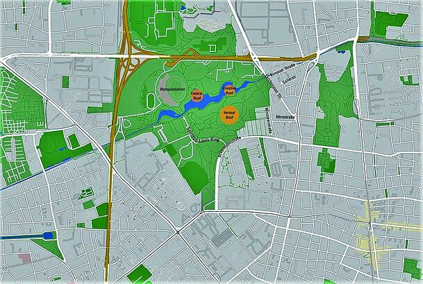 Hier sind die Bühnen im Olympiapark platziert. Hier sind die Bühnen im Olympiapark platziert.