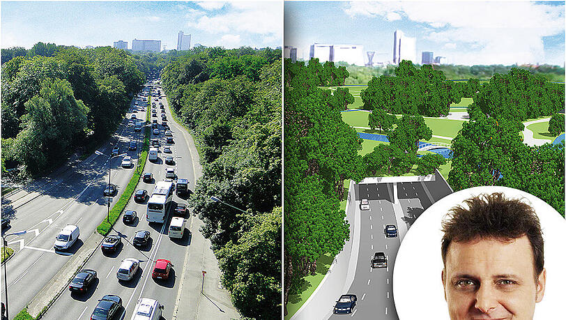 Kennt man: Auf dem Isarring in Richtung der Nürnberger Autobahn staut es sich. (l.) Ungewohnt: So soll es dann mit einem Tunnel ausschauen. (r.) Kennt man: Auf dem Isarring in Richtung der Nürnberger Autobahn staut es sich. (l.) Ungewohnt: So soll es dann mit einem Tunnel ausschauen. (r.)