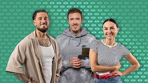 Sind die ersten drei Bewohner von "Promi Big Brother": Mike Heiter, Max Kruse und Mimi Fiedler