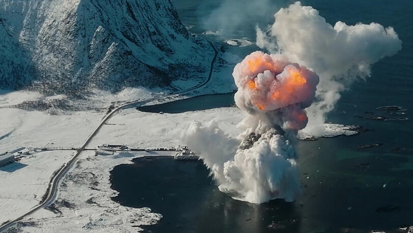 Der Screenshot aus einem Video von Isar Aerospace zeigt die Rakete "Spectrum", die zum Ende des Testflugs im März 2025 explodierte. Der Screenshot aus einem Video von Isar Aerospace zeigt die Rakete "Spectrum", die zum Ende des Testflugs im März 2025 explodierte.