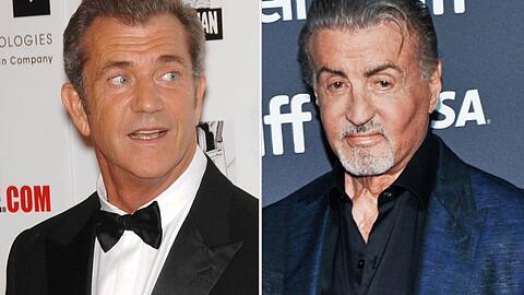 Mel Gibson (l.) und Sylvester Stallone sollen Hollywood im Auftrag von Donald Trump zu alter Größe zurückführen.