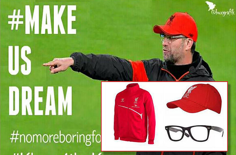 Jürgen Klopp als Red Devil: Die unzufriedenen Liverpool-Fans fordern den ehemaligen Dortmunder.