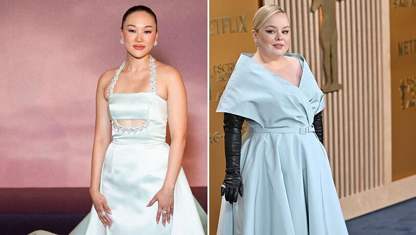 Die "Bridgerton"-Stars Yerin Ha und Nicola Coughlan greifen immer wieder zum Farbton Regency Blue.