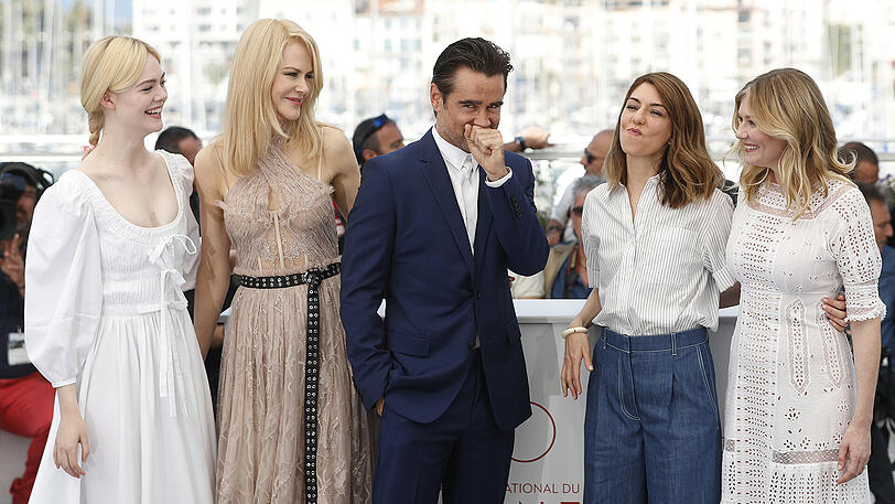 Von links die Schauspieler Elle Fanning, Nicole Kidman, Colin Farrell, Regisseurin Sofia Coppola und Schauspielerin Kirsten Dunst.
