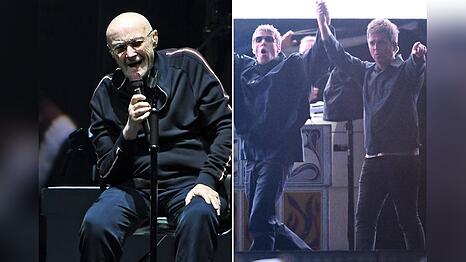 Phil Collins (li.) und die Oasis-Br&uuml;der Liam und Noel Gallagher sind f&uuml;r die Rock & Roll Hall of Fame nominiert.