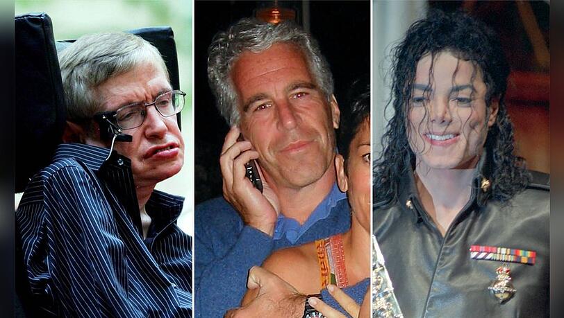 Die Namen von Stephen Hawking (l.) und Michael Jackson (r.) sind nun im Zusammenhang mit dem Epstein-Skandal genannt worden.
