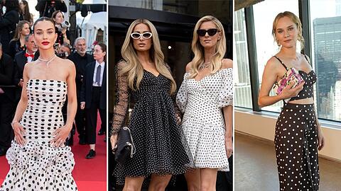 Amy Jackson-Westwick, Paris & Nicky Hilton sowie Diane Kruger in sommerlichen Outfits mit Polka Dots.