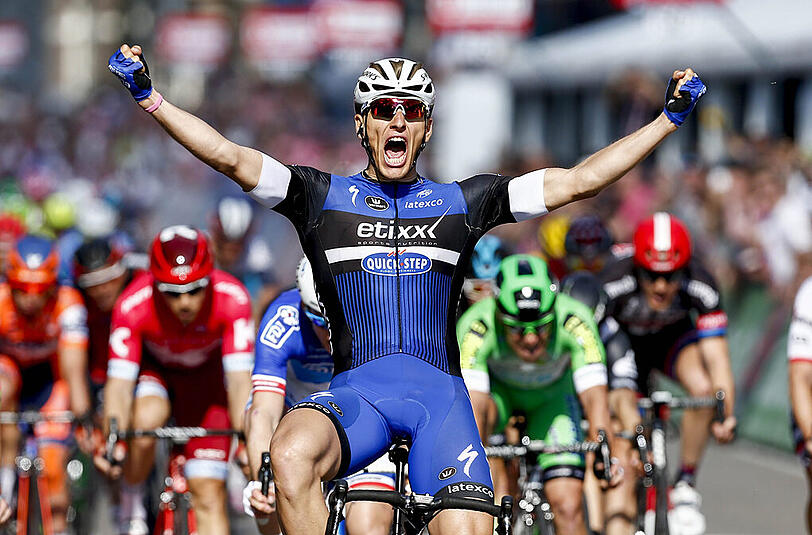 Das Siegerlächeln ist zurück: Marcel Kittel gewinnt die zweite Etappe des Giro d'Italia 2016 in Nijmegen.