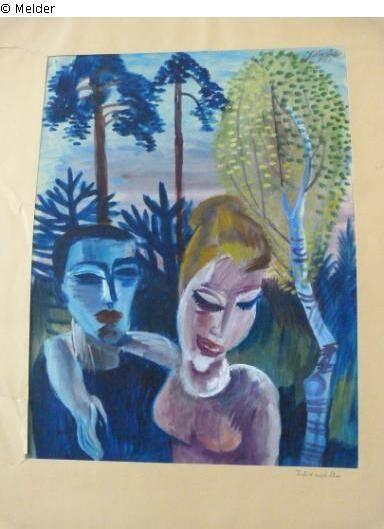 Conrad Felixmüller: «Paar in Landschaft», Aquarell, 1924.