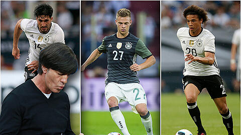 Setzt Joachim Löw (kleines Bild) gegen Nordirland auf einen der Jungen, etwas Emre Can (l.), Joshua Kimmich (m.) oder Leroy Sané?