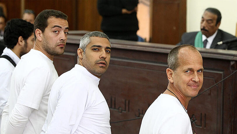 Die drei Al-Jazeera-Reporter: Peter Greste, Mohammed Fahmi und Baher Mahmoud (v.r.) Die drei Al-Jazeera-Reporter: Peter Greste, Mohammed Fahmi und Baher Mahmoud (v.r.)