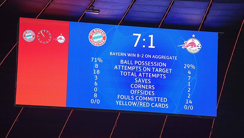 Der FC Bayern schlägt RB Salzburg im Achtelfinal-Rückspiel mit 7:1.