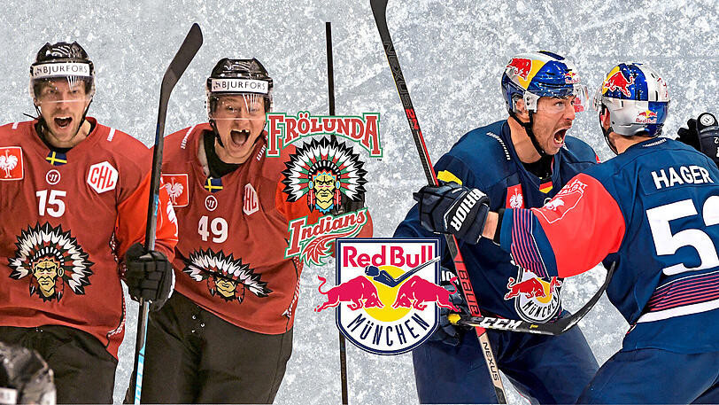 Kontrahenten im Finale: Der zweimalige Champions-League-Sieger Frölunda HC aus Göteborg (l.) und der dreimalige deutsche Meister EHC Red Bull München.