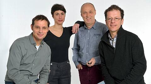 Das argum-Lehrer-Team: Wolfgang Nürbauer, Katharina Alt, Interview-Partner Thomas Einberger und Falk Heller(v.l.).