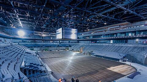 Noch ist der SAP Garden eine Baustelle, doch in knapp viereinhalb Monaten empfängt der EHC hier die Buffalo Sabres.