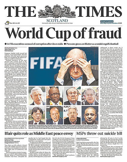 "Hau ab, Blatter", "Die Fifa als Mafia", "Arschlochtest": Die internationale Presse über den FIFA-Skandal. Pressestimmen zum Druchklicken...