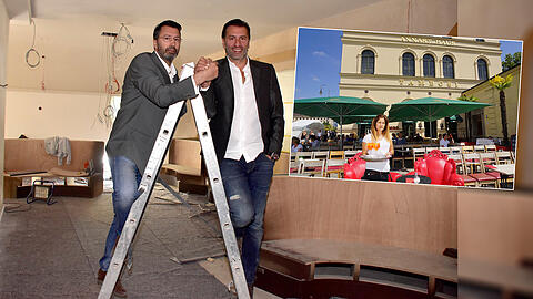 "Es ist eine Familiengeschichte": Ugo Crocamo mit Bruder Pino (l.) vorm Tambosi.