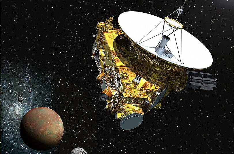 Eine Illustration der NASA zeigt den Anflug der Raumsonde "New Horizons" auf den Planeten Pluto. Das Vorhaben soll diesen Sommer umgesetzt werden.