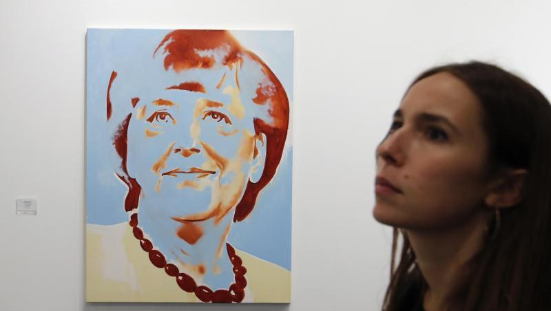 Wilhelm Sasnal, Angela Merkel, blau, 2017. Wilhelm Sasnal, Angela Merkel, blau, 2017.