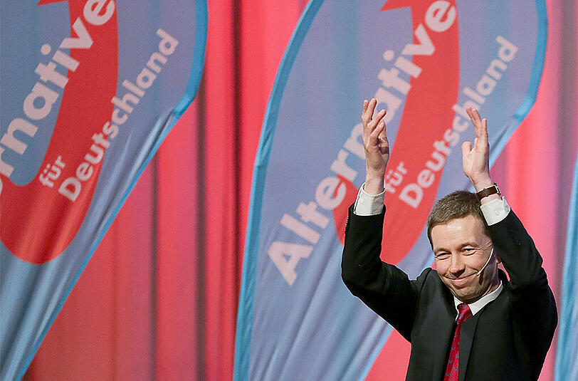 Der Parteichef der AfD, Bernd Lucke, beim Wahlkampfendspurt der Partei in Hamburg.