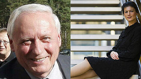 Erster gemeinsamer Auftritt: Oskar Lafontaine, Vorsitzender der Linkspartei im saarländischen Landtag, und seine Freundin Sahra Wagenknecht, stellvertretende Vorsitzende der Linkspartei im Bundestag, zeigten sich zum ersten Mal gemeinsam. Sie schlenderten an Weihnachten gemütlich durch die Innenstadt von Saarlouis.