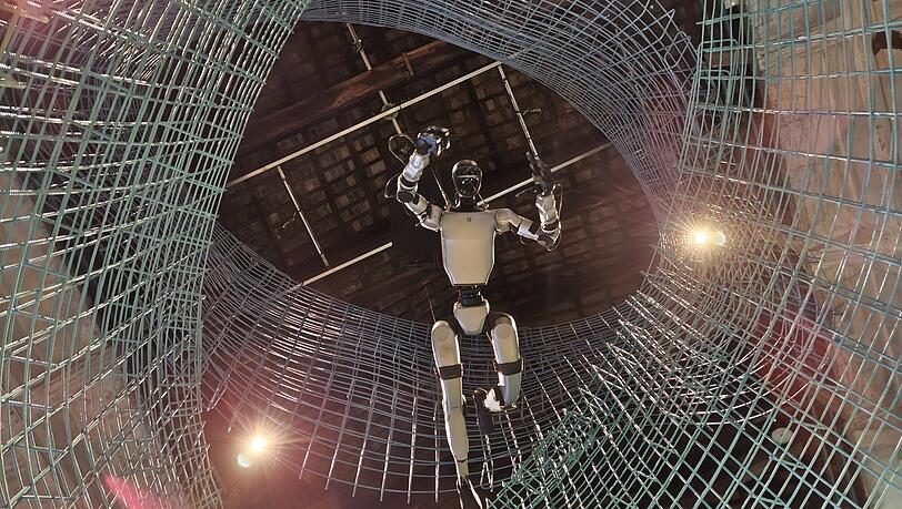 Können Roboter träumen? Dieser schon. Dabei dreht er sich und gibt Laute von sich. Je nachdem, was ihm durch den "Kopf" rauscht. Können Roboter träumen? Dieser schon. Dabei dreht er sich und gibt Laute von sich. Je nachdem, was ihm durch den "Kopf" rauscht.
