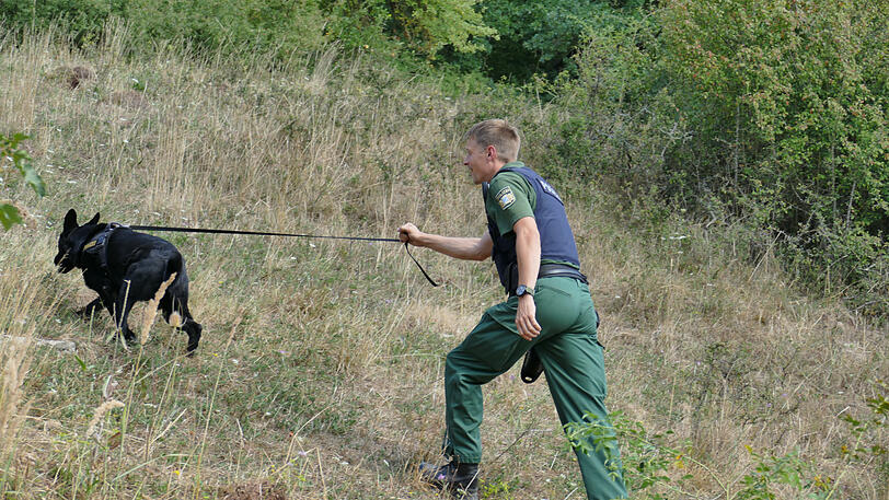 Auch Hunde waren im Einsatz.