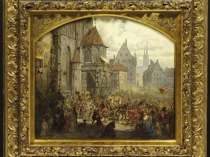 Das Gemälde "Die Einbringung der Reichskleinodien 1424" von Paul Ritter d. Ä.. Foto: Bayerisches Staatsministerium