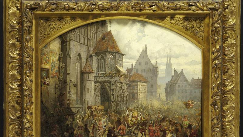 Das Gemälde "Die Einbringung der Reichskleinodien 1424" von Paul Ritter d. Ä.. Foto: Bayerisches Staatsministerium Das Gemälde "Die Einbringung der Reichskleinodien 1424" von Paul Ritter d. Ä.. Foto: Bayerisches Staatsministerium